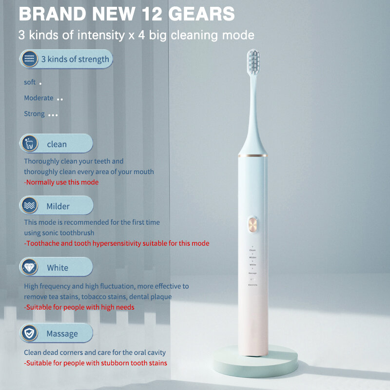 Boyakang sonic escova de dentes elétrica carregador usb ipx7 à prova dwaterproof água cerdas dupont sincronismo inteligente 4 modos limpeza byk39
