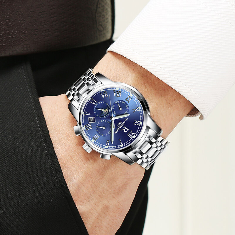 Relógio mecânico automático para homens, Relógios impermeáveis, Relógio de negócios masculino, Top Luxury Brand, Moda