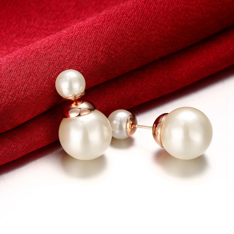 Pendientes de perlas de doble color para mujer, aretes de perlas de concha blanca y negra, joyería de fiesta de aniversario con personalidad a la moda