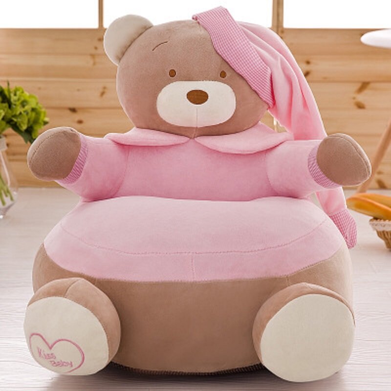 아기 만화 곰 좌석 부드러운 피부 소파 플러시 beanbag 의자 편안한 플러시 곰 의자 세탁 가능 충전없이 커버