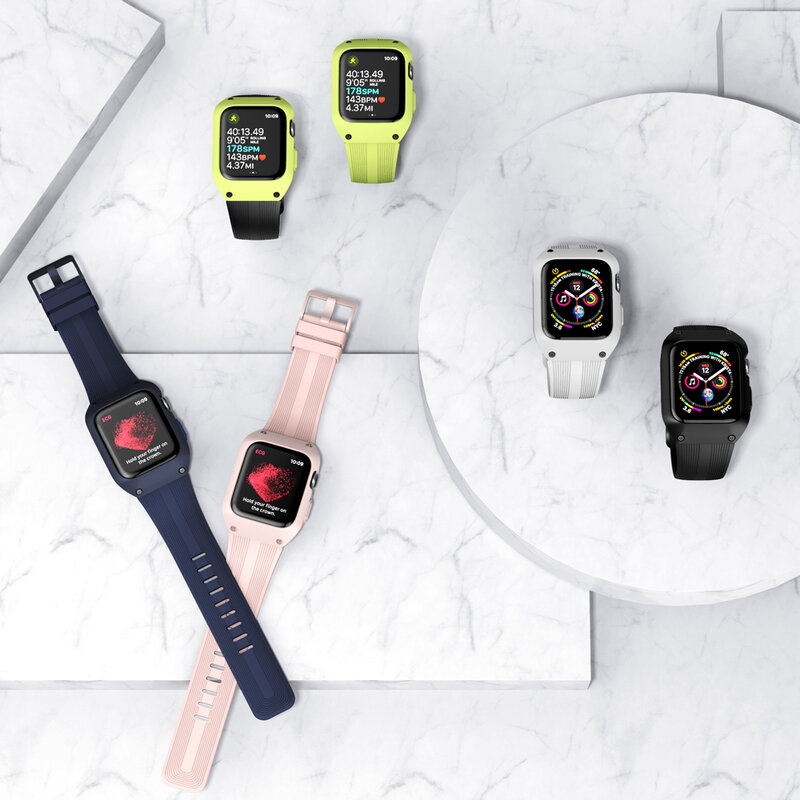 Capa de relógio de silicone tpu para apple watch, protetor de tela com estrutura completa para relógio iwatch série 4 44mm