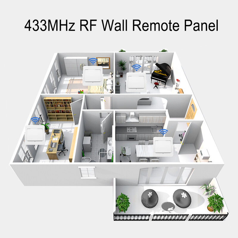 EACHEN-Panel de pared remoto RF, 433MHz, WRF433 V2
