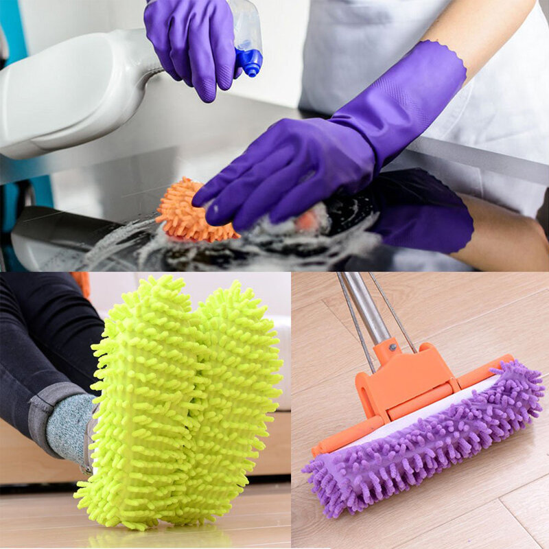 1 peça de preguiçoso pessoa limpeza sapato capa chão remoção de poeira casa mais limpa mop chinelos microfibra chenille sapato capa