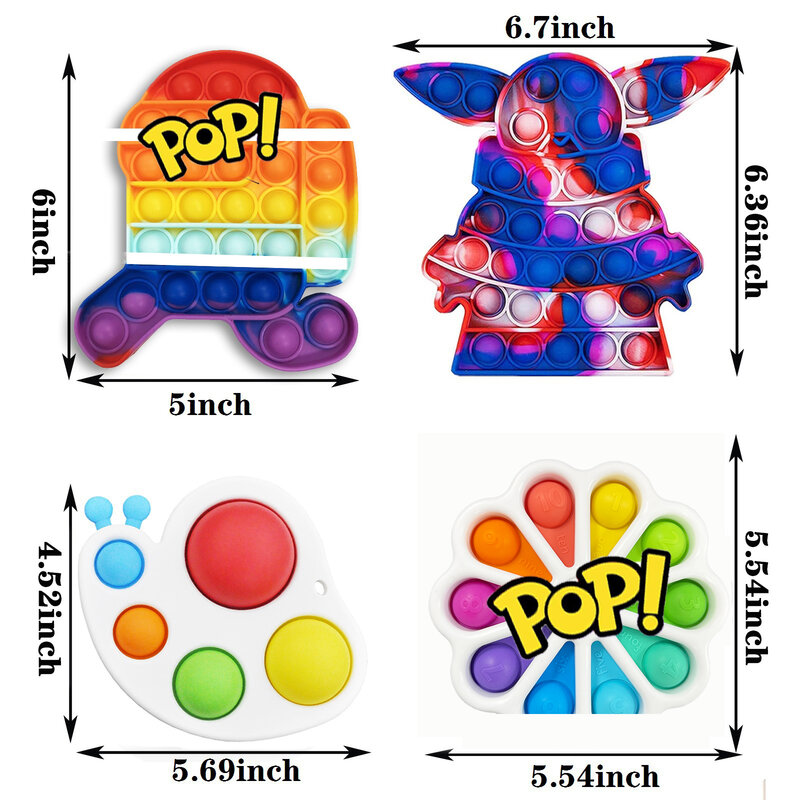 4 упаковки радужных пузырьков, сенсорные игрушки-антистресс в комплекте, популярные игрушки с простым снятием стресса для детей и взрослых