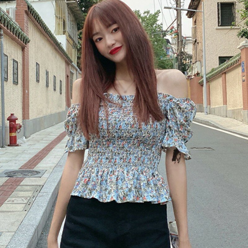 Blusa feminina elegante manga curta, camiseta feminina vintage para verão