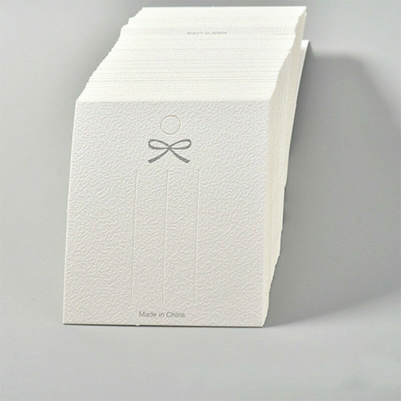 100pcs White Blank Hair Clip Paper Cards Hair Accessories Jewelry Display Card Fashion Hair Clip Holder Packaging Plastic Bag