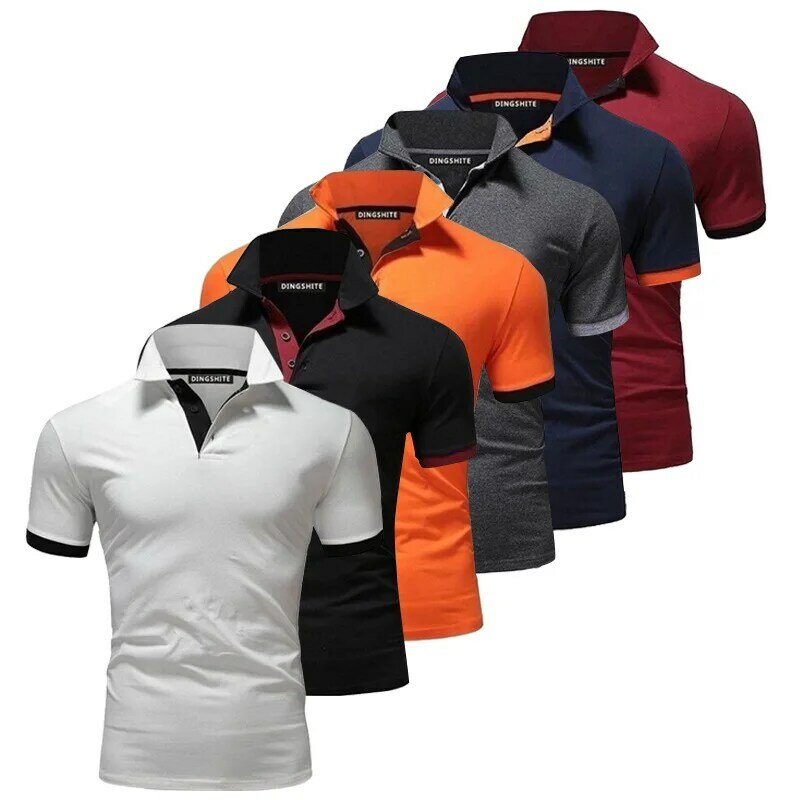 Camiseta polo masculina, camiseta casual de algodão e cor sólida, tecido respirável, roupas de marca de tênis de golf plus po lo