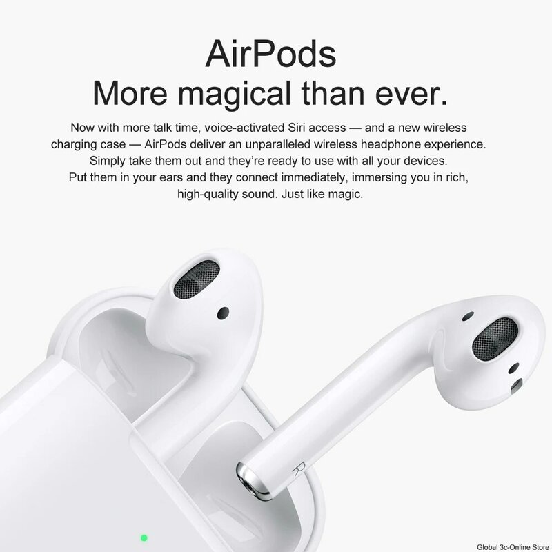 New Apple AirPods 2nd Bluetooth Headset with Wireless Charging Case for iPhone iPad MacBook iPod Apple Watch