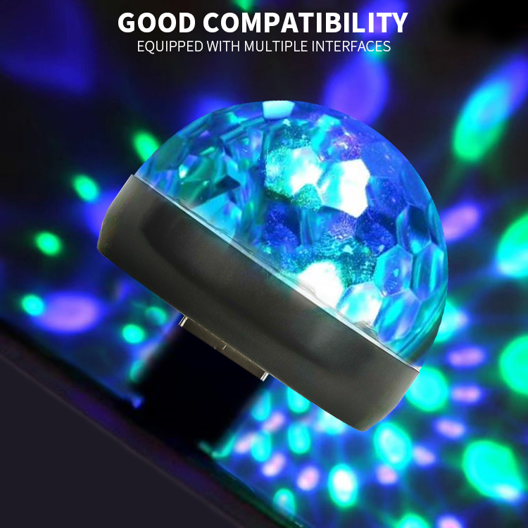 Luz de bola mágica de cristal para teléfono, Mini lámpara RGB, fiesta familiar, Bola de discoteca, lámparas de interior, proyector de efectos LED para Club