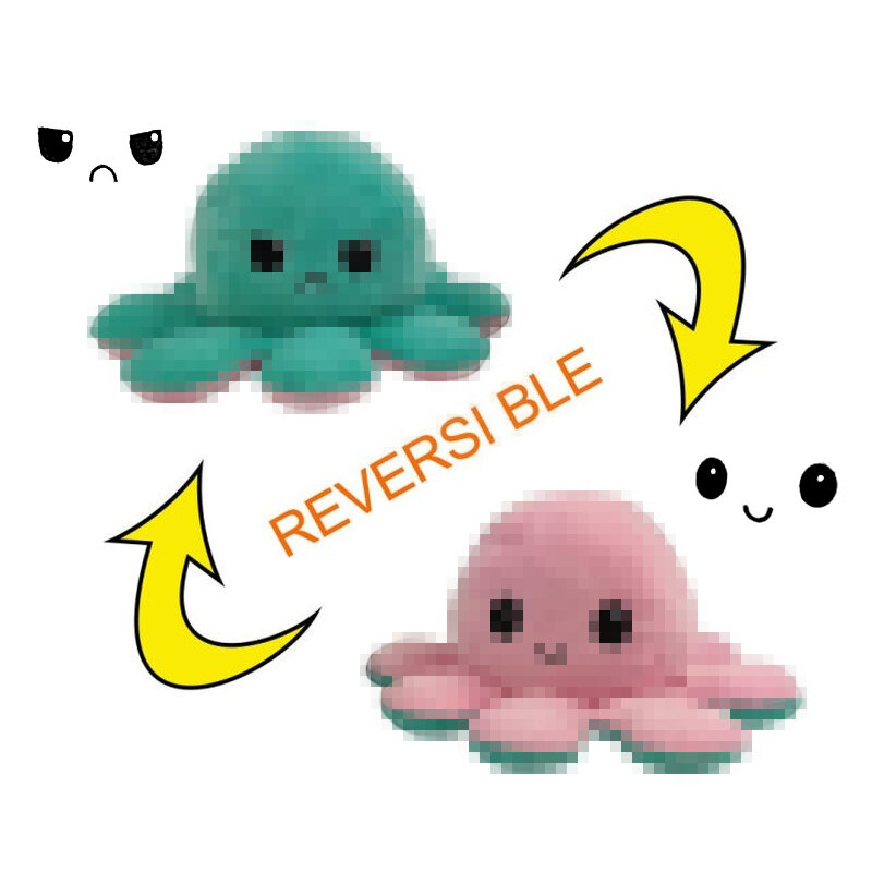 Pelúcia brinquedos reversos poulpe retroflexion octopus macio dupla face flip engraçado emoção pulpo boneca peluches brinquedo de pelúcia mole