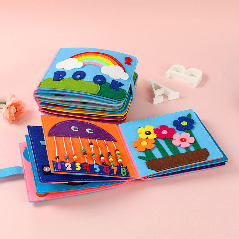 Libro di stoffa Montessori panno per bambini 3D storia per bambini apprendimento precoce conoscenza interattiva genitore-figlio sviluppo di giocattoli