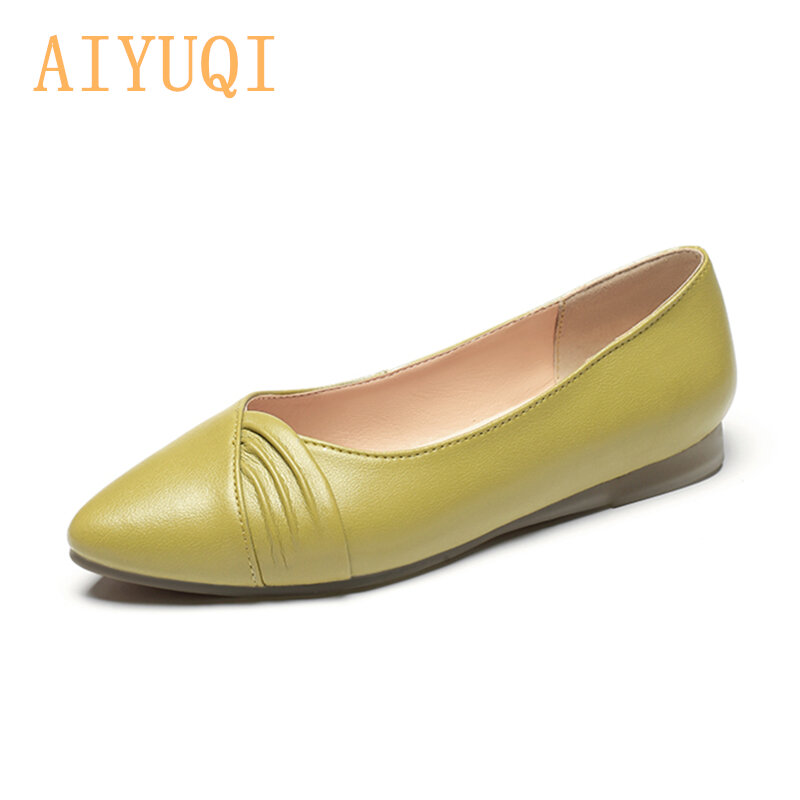 Women Shoes Casual Genuine Leather Spring 2022 New Soft-soled Lightweight Mother Shoes Large Size 35-43 Flat Shoes For Ladies