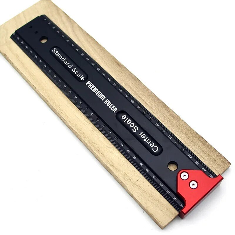 Carpintaria marca linha calibre liga de alumínio cruz-para fora régua scribe ferramenta de medição com gancho parar para carpinteiro