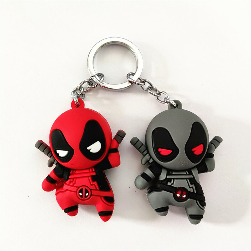 Porte-clés mignon en Silicone Deadpool, rouge/gris, avec personnage de dessin animé, pendentif pour sac à dos d'école, pour enfants