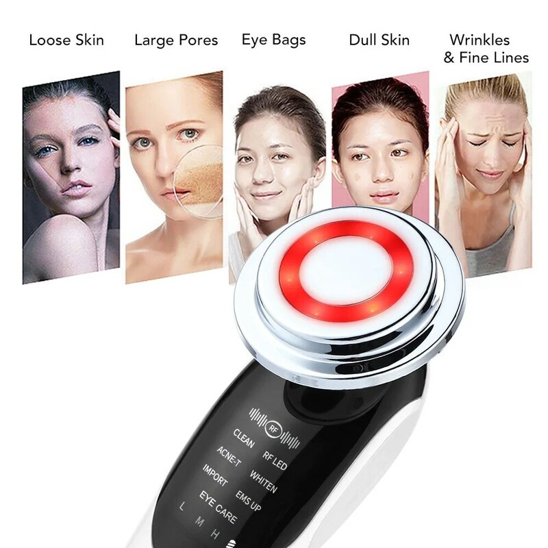 7 in 1 Gesichts Massager Mesotherapie Radiofrequenz Für Gesicht Gerät Radio Frequenz EMS Haut Verschärfung Hebe Gerät FÜHRTE Pflege