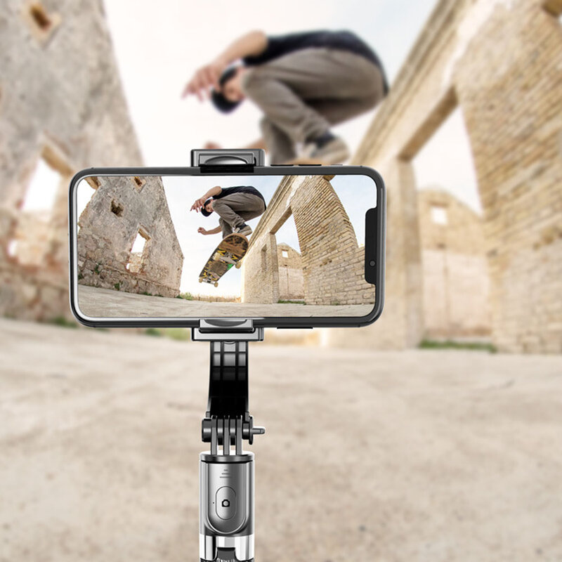 โทรศัพท์มือถือไร้สายบลูทูธ Selfie Stick ขาตั้งกล้อง Anti-Shake มือถือ Balance Stabilizer