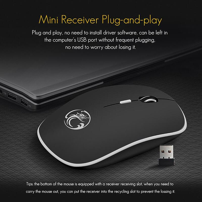 Silent Wireless Mouse ไร้สาย USB เมาส์คอมพิวเตอร์เมาส์สำหรับแล็ปท็อปเงียบ Ergonomic เมาส์แล็ปท็อปอุปกรณ์เสริม PC ...