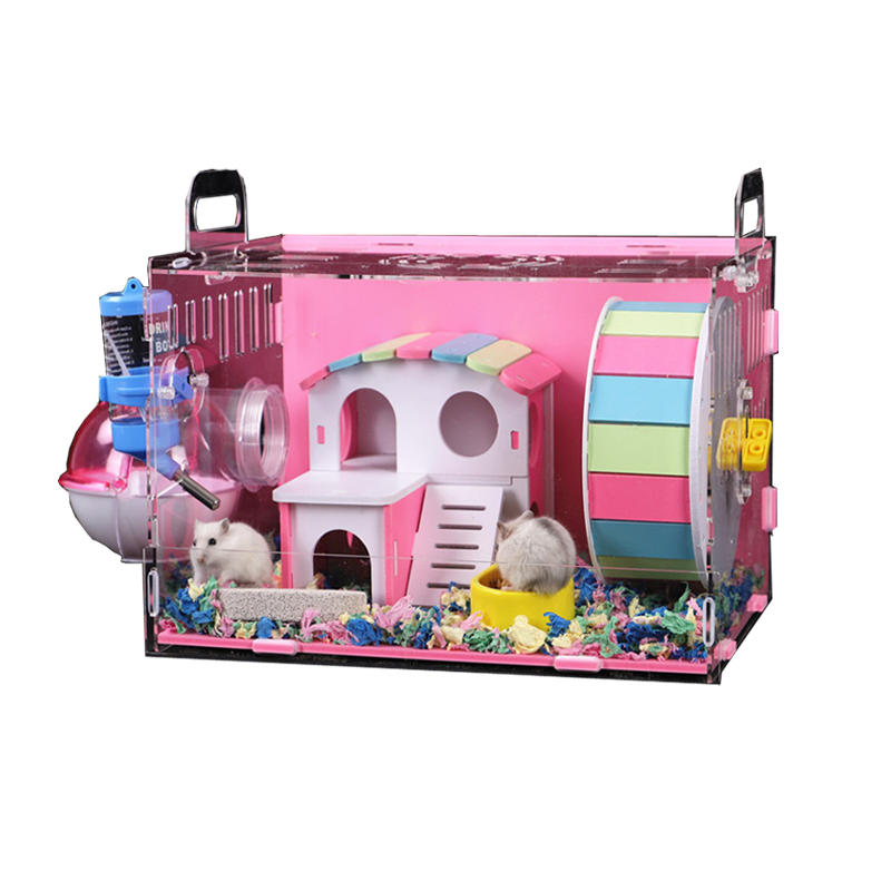 Cage Hamster en acrylique transparente surdimensionnée, Villa cochon d'inde, Cage de base, fournitures de jouets, petit nid pour animaux de compagnie