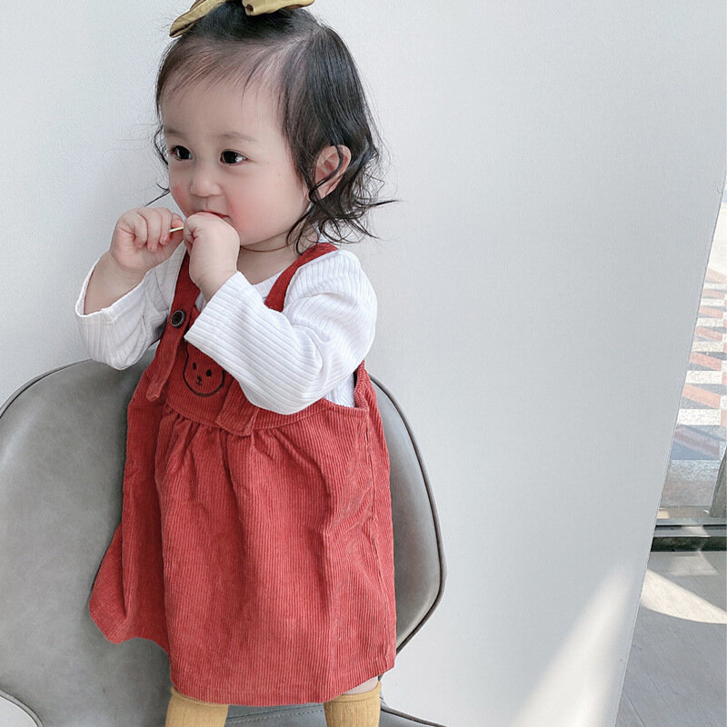 Yg-falda con tirantes para niña, conjunto de falda de manga larga de nubao coreano, vestido de dos piezas para niña