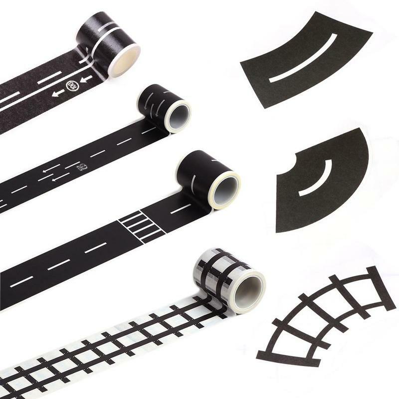 Children's diy traffic and paper tape railway / road tape car / train / bend sticker educational toys hand book art tape