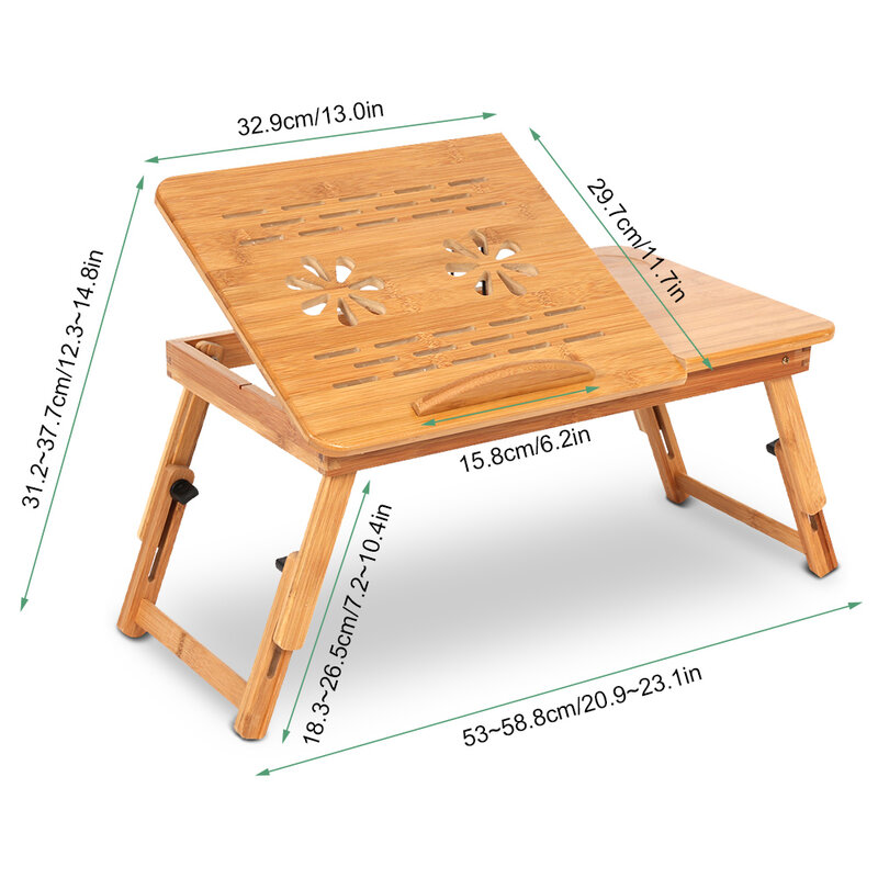 Table Réglable en Bambou Bureau d'Ordinateur, Étagère, Dortoir, Lit, Portable, Exquis, Livre, Lecture, Support, 1 Pièce