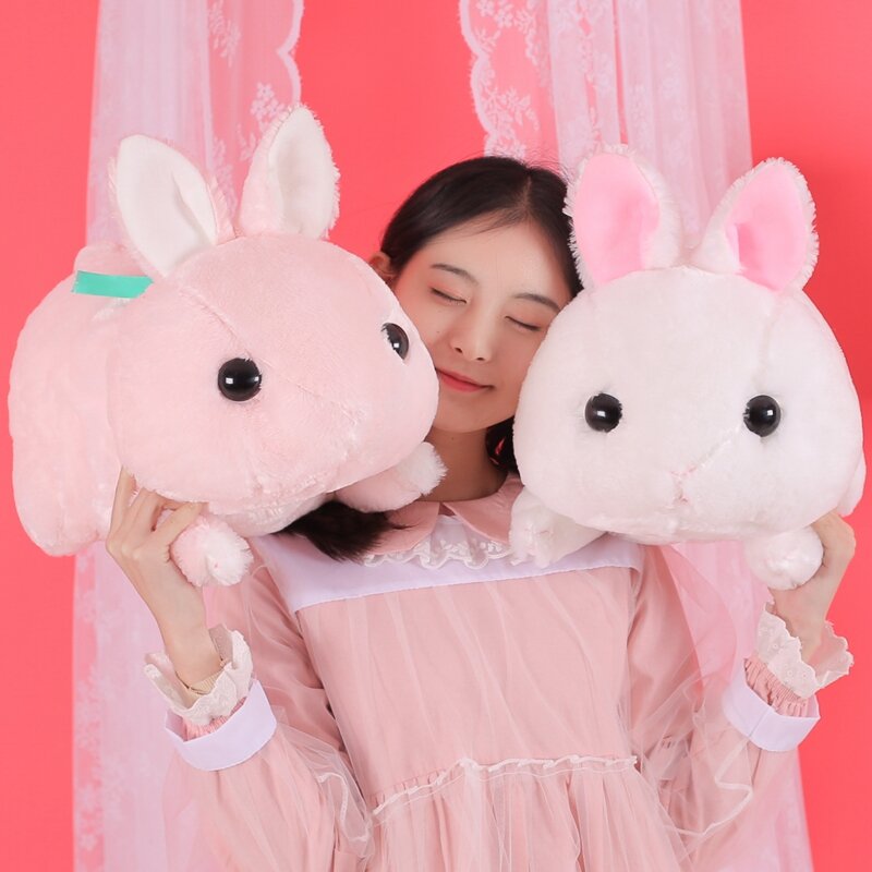 1 pc 45CM Kawaii carino bianco rosa coniglio animali conigli farciti giocattoli di peluche per bambina compleanno regalo di natale decorazione della stanza