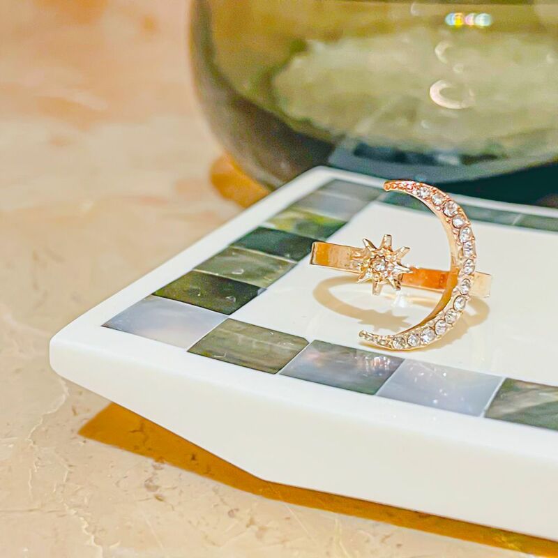 ONEIRIC – bague Vintage en Zircon pour femme et fille, anneau de doigt ajustable, motif étoile et lune, breloque à la mode