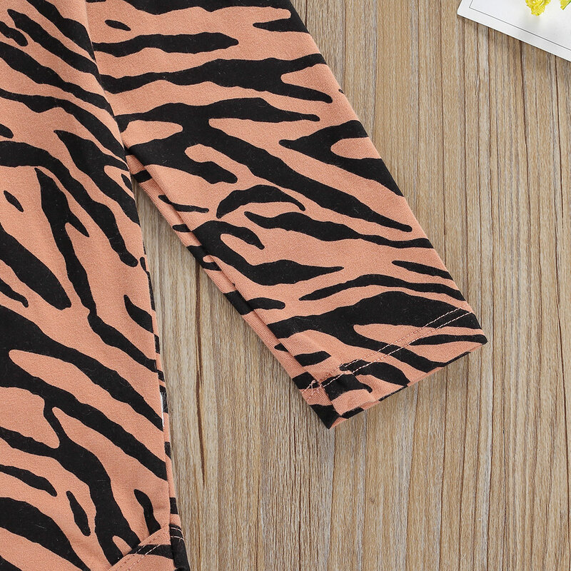 Vêtements décontractés pour bébés filles, combinaison à manches longues, col rond, imprimé dessin animé léopard zèbre, 0-2T, automne 2020