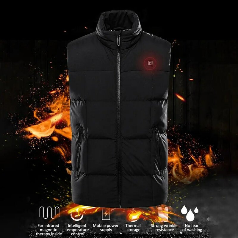 9 Areas Heating Vest Jacket Men'S Outdoor USB Infrared Winter Electric Heating Waistcoat Thermal Warm Clothing