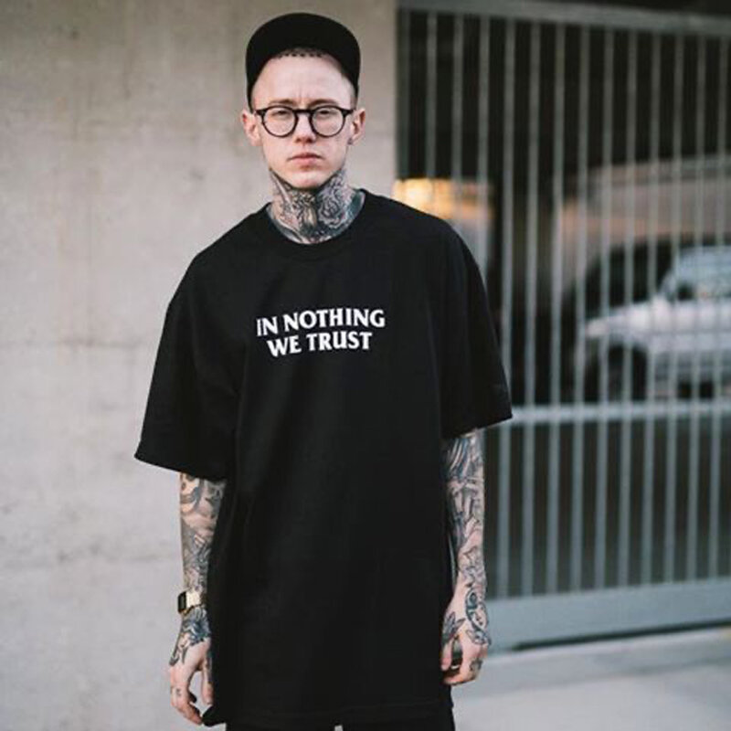 Summer Fashion In Nothing We Trust Letter Print T Shirt Men Aesthetic Vintage Oversized Tee Graphic Tops Y2k Grunge Streetwear
