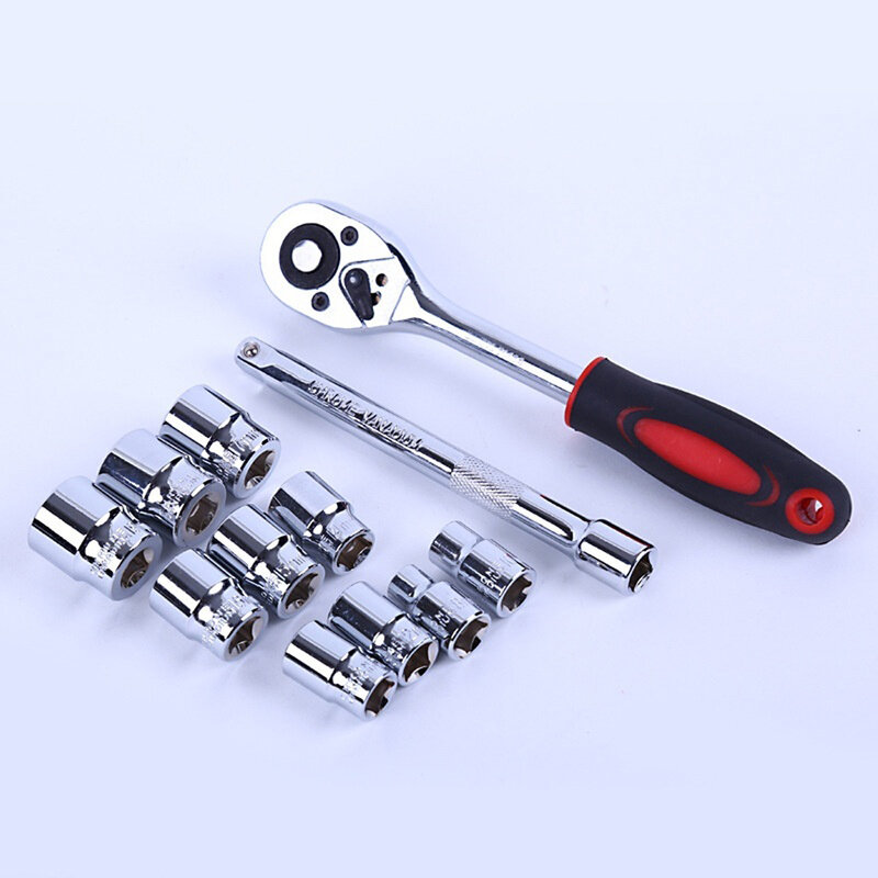 12 Pcs Automobile Motorcycle Repair Tool Case Ratchet Wrench Kit
