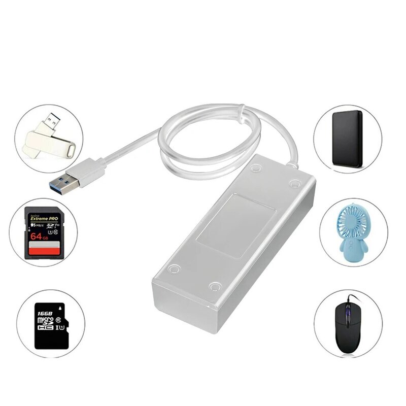 Adaptador expansor de 4 puertos USB 3,0, divisor Multi USB 2,0 Hab 3 Hub 3,0, lector de tarjetas multipuerto USB 3,0 para PC