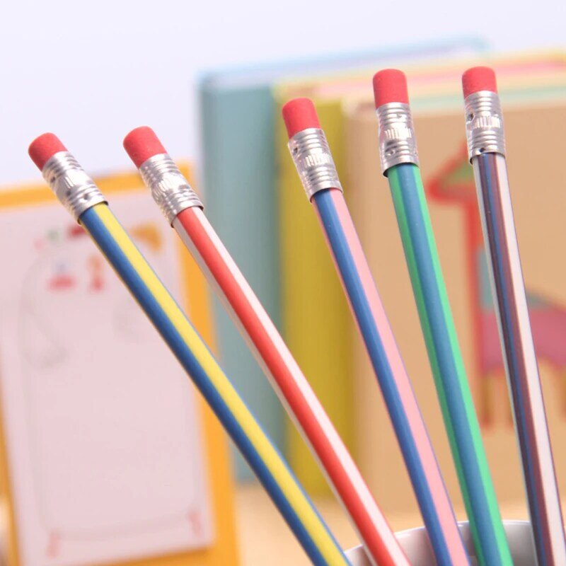 1pc Colorful Flexible Soft Pencil With Eraser Stationery Student Colored Pencils School Office Supplies Office Furniture Sets
