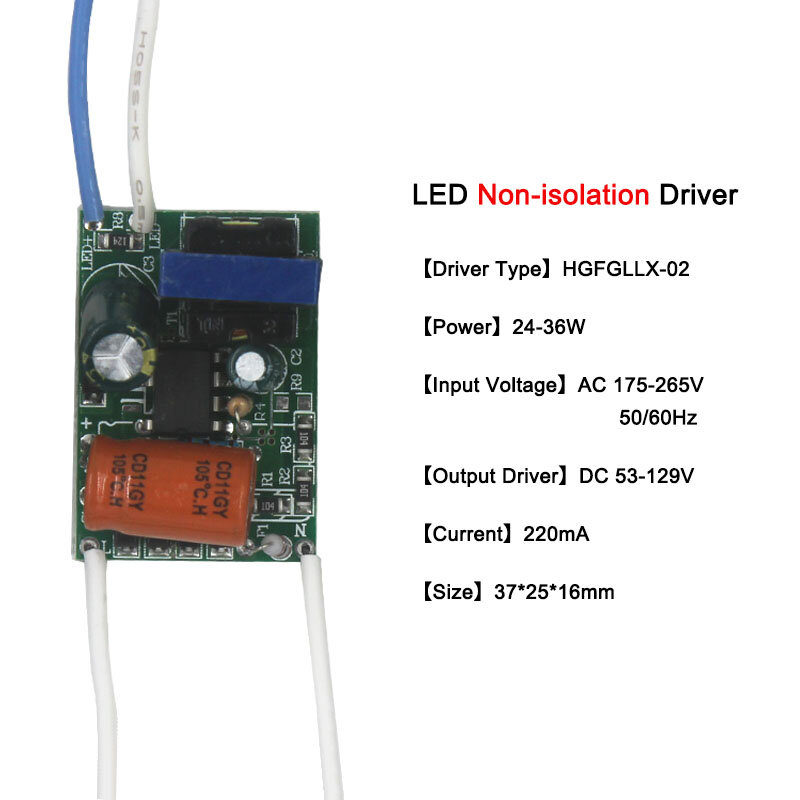 Transformador de iluminación de AC220-265V de entrada de controlador no aislado, adaptador de fuente de alimentación de corriente constante, lámparas LED/foco, 8-50W, 1 ud.