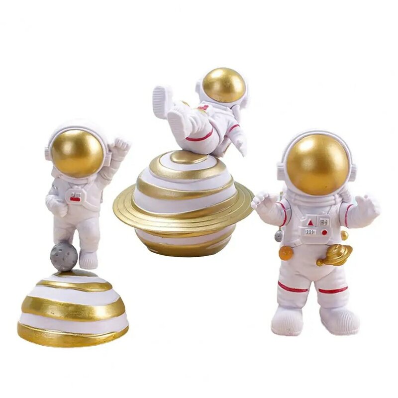 3 pçs estatuetas astronauta collectibles modernos pvc spaceman série miniaturas ornamento para decoração de mesa