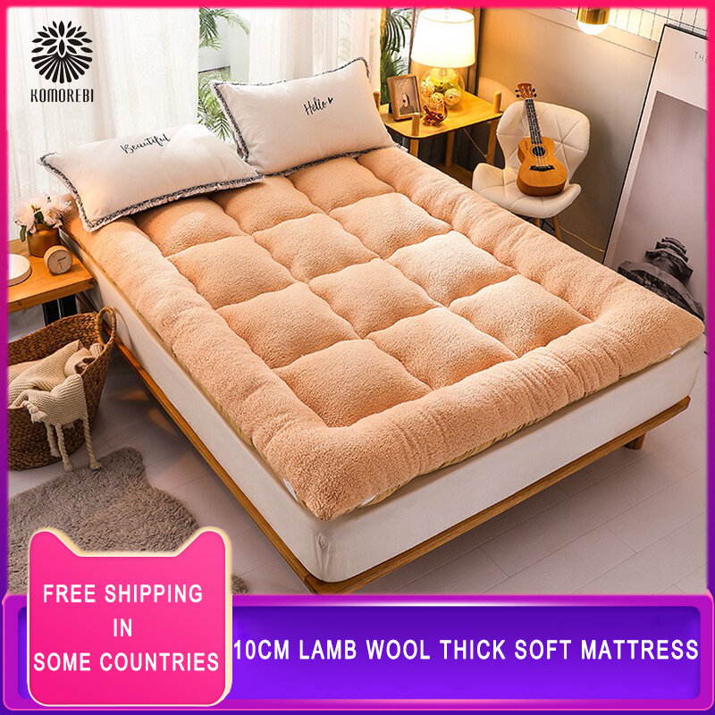 10cm Thick Lamb Down Winter Warm Thick Mattress Upholstery High Quality Household Pad Quilt Tatami Mattress Lamb Cashmere Pad