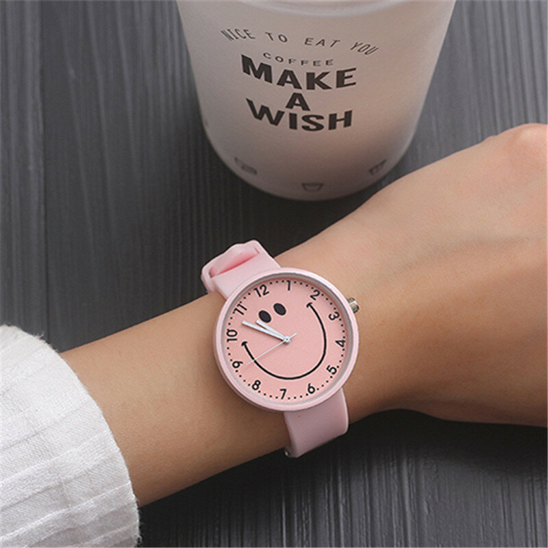 Relógio digital feminino luxuoso de silicone, relógio digital com smile, moda casual para crianças, meninas, 2019
