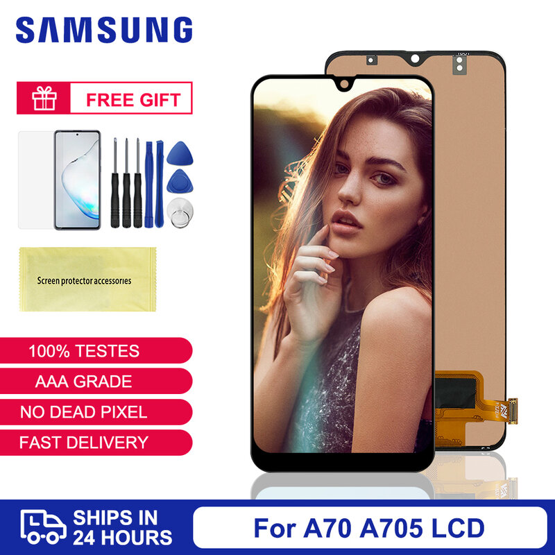 Dla Samsung A70 wyświetlacz TFT dla Samsung Galaxy A70 wyświetlacz LCD ekran dotykowy Digitizer zgromadzenie dla Samsung A70 A705 SM-A705F