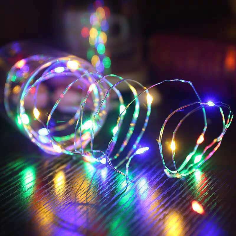 8 ألوان الجنية جارلاند ضوء سلسلة بطارية الطاقة أضواء ذات الأسلاك النحاسية داخلي نوم عيد الميلاد حفل زفاف اكليل الديكور