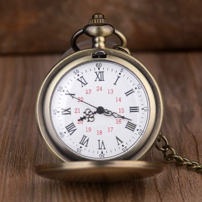 Vintage Romeinse Nmber Wijzerplaat Hanger Horloge Geschenken Klok Mode 37Cm Fob Gladde Stalen Quartz Zakhorloge