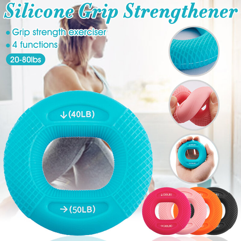 Ejercitador de Mano Ajustable de Silicona, de 20-80 lb, Extensor Carpiano, para Entrenamiento Muscular de Dedos y Antebrazos, Anillo, para Ejercicio, Gimnasio