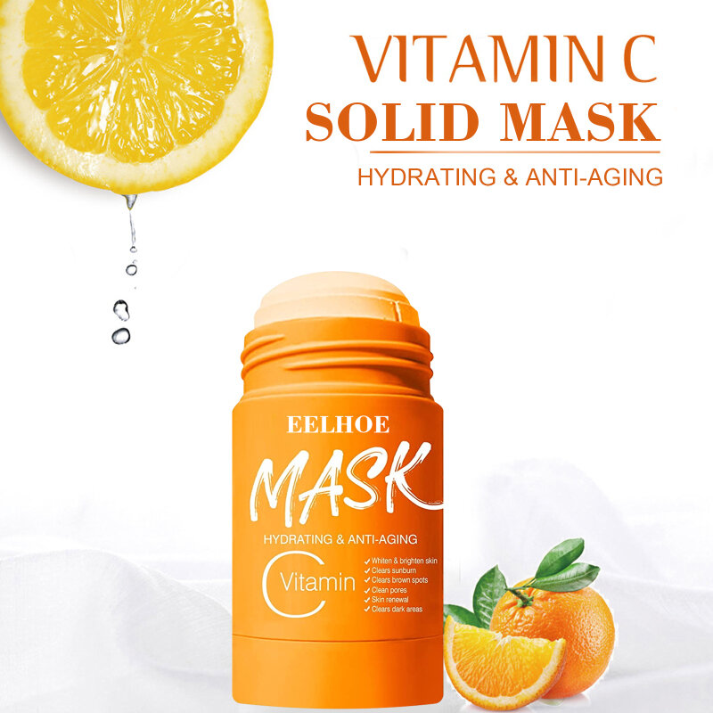 Maschera al carbone maschera alla vitamina C per maschera in Stick di argilla purificante per il controllo dell'olio di comedone e pori puliti maschera solida 40g