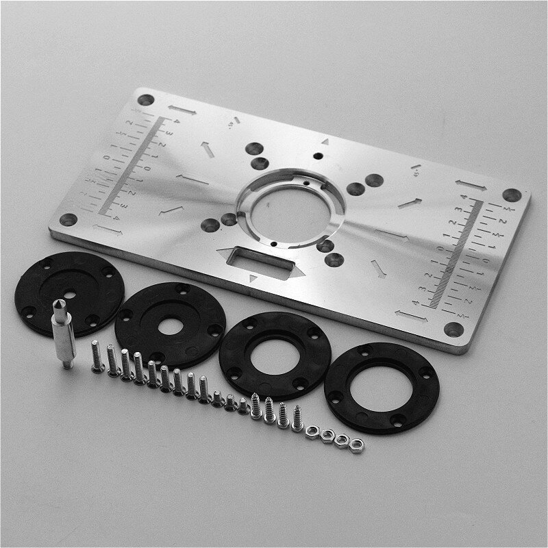 Aluminium Router Table Insert Plate Table For Woodworking Benches Router Plate Wood Tools Milling Trimming Machine With Rings