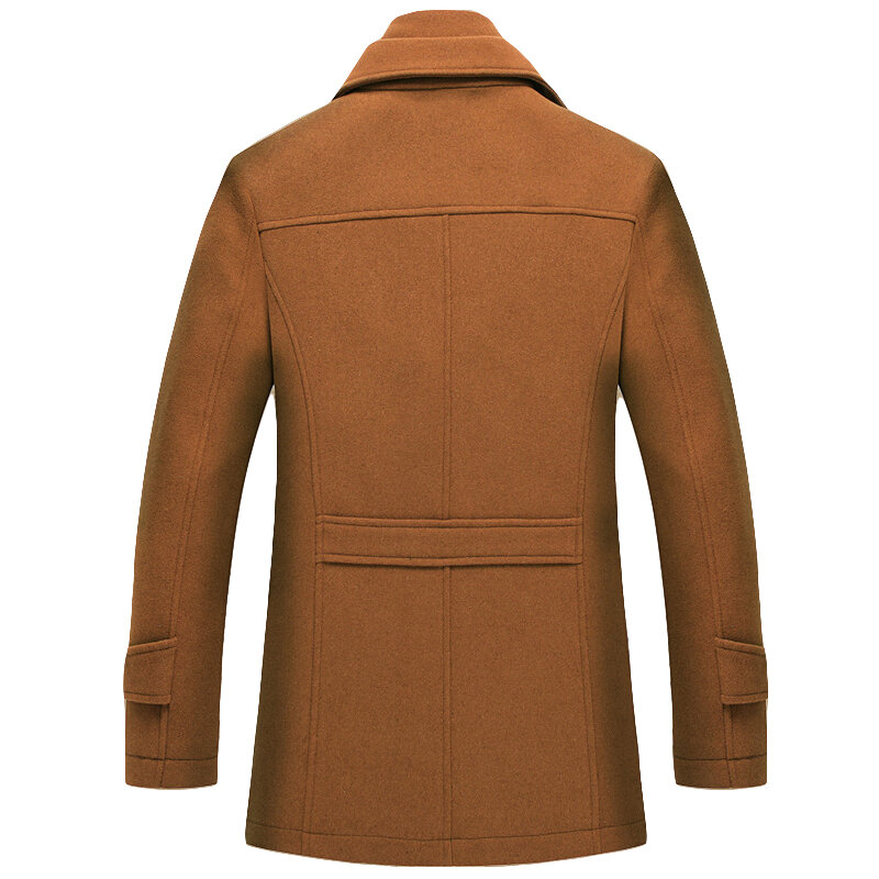 Gabardina gruesa y cálida para hombre, abrigo de lana con doble cuello, informal, ajustada, color vino tinto, marca, invierno, 2021