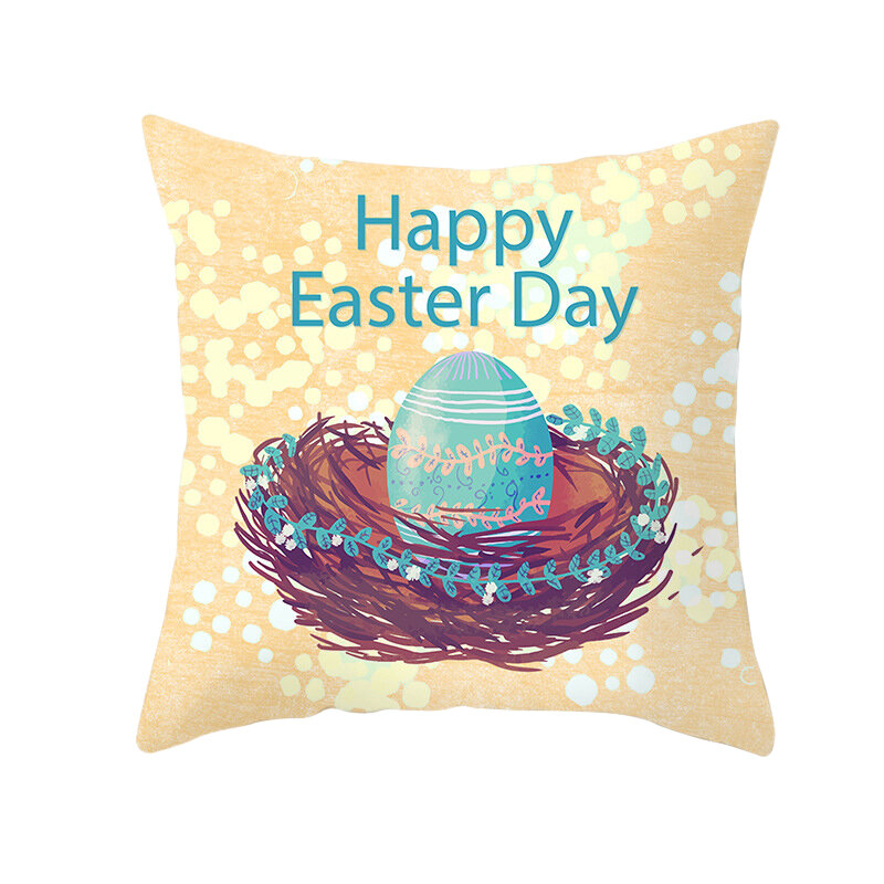 Funda de almohada de conejo de dibujos animados, decoración de sofá, suministros para fiesta de Pascua