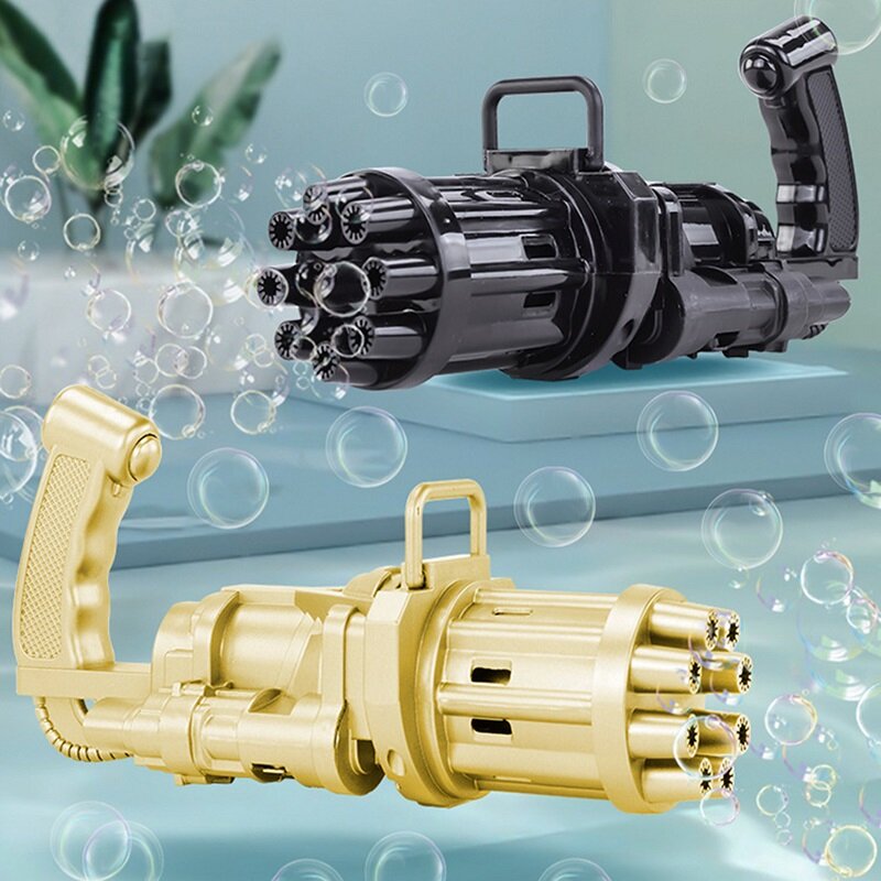Детский автоматический пистолет для пузырей Gatling, игрушки, летняя машина для мыльных пузырей с водой 2 в 1, электрическая машина для пузырей д...