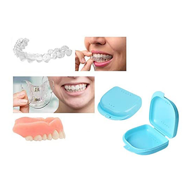 1 قطعة 2 ألوان المحمولة لوازم الأجهزة الأسنان صينية طقم أسنان صندوق تخزين حامي الفم الحاويات الأقواس حالة الرعاية الصحية