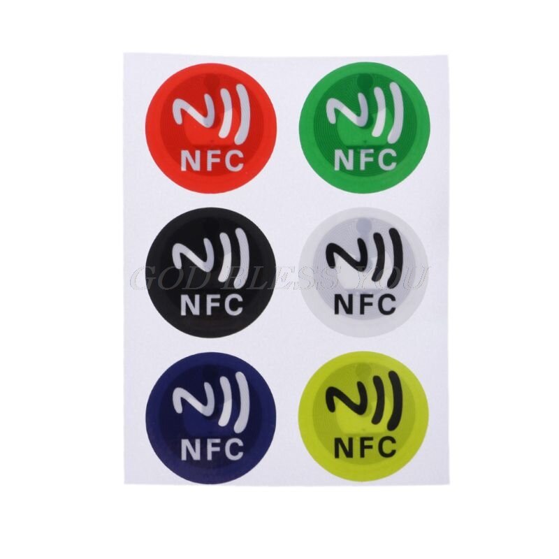 Etiquetas adhesivas NFC impermeables para todos los teléfonos, adhesivos inteligentes Ntag213, 6 uds.