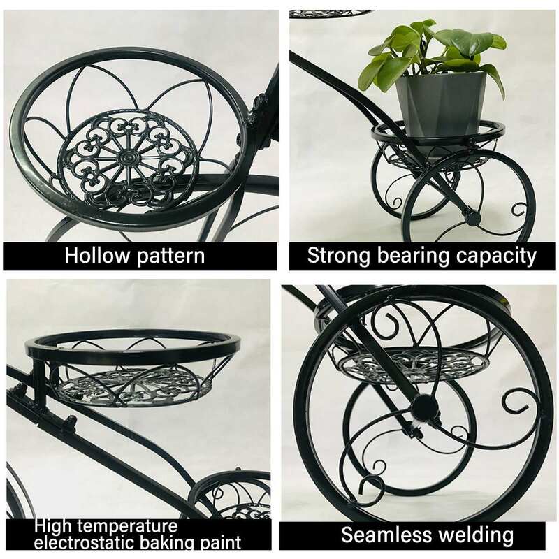 3 Tier Tricycle Plant Stand Flower Shelves Pot Cart Holder Patio Stand Holder Outdoor Displaying Storage Rack Home Decor
