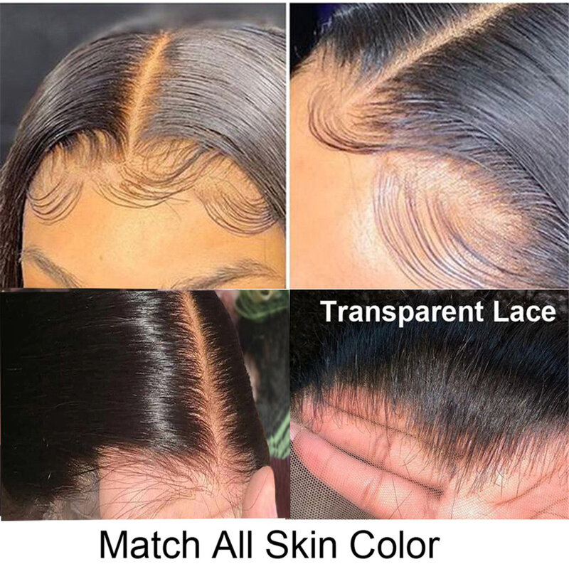 Perruque Lace Frontal Wig brésilienne naturelle, cheveux lisses, avec Baby Hair, pour femmes africaines